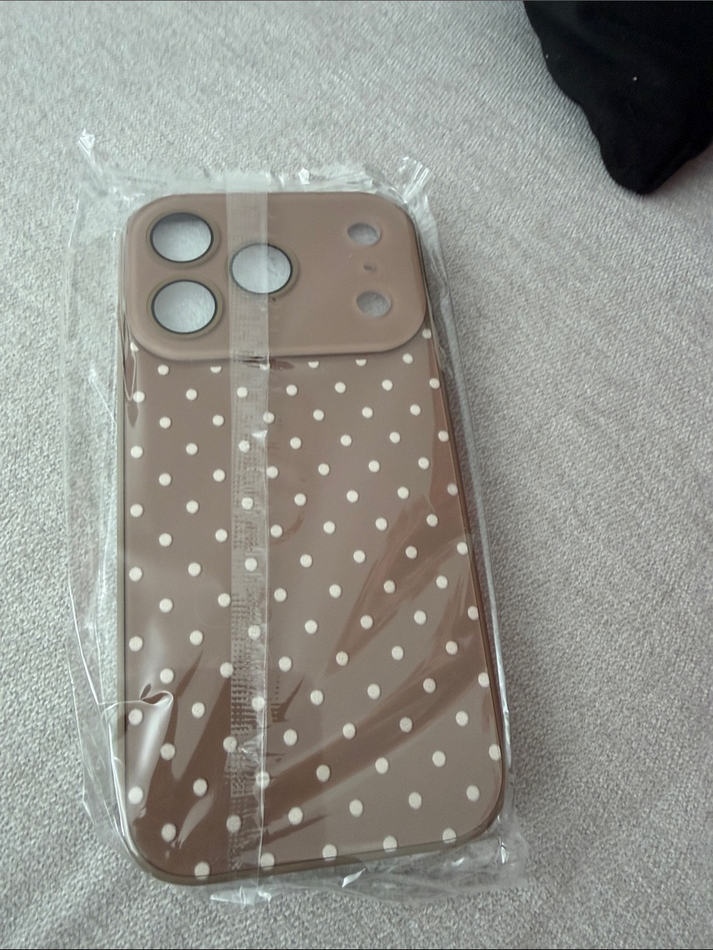 Velvet Caviar Taupe Polka Dot 17pro iPhone Case with White Dots